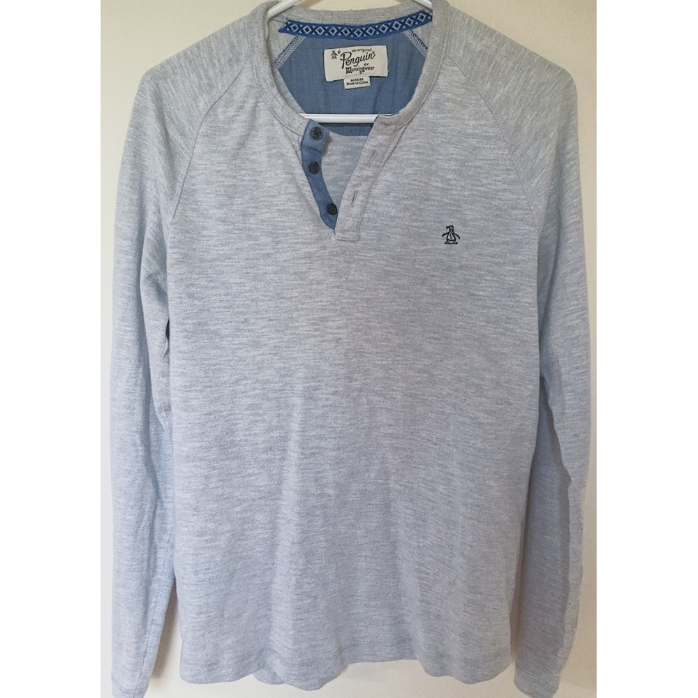 Light Heather Gray Long-Sleeve Henley Shirt